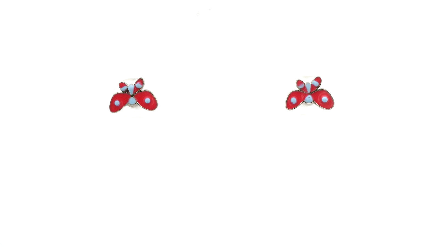 Серьги-гвоздики из серебра 925 пробы с бабочками