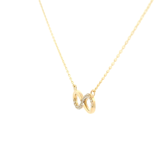 Elegant necklace with infinity pendant decorated with zirconia stones