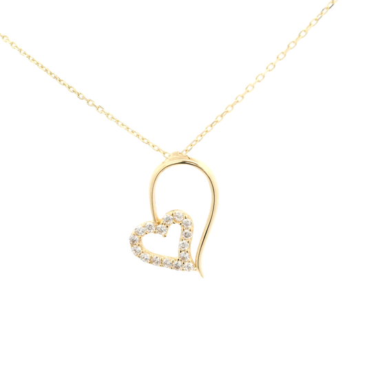 Elegant necklace with heart pendant in 14k gold