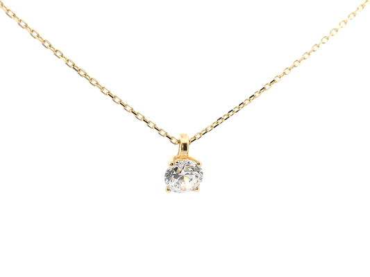 Eleganter goldener Anhänger mit Zirkonia-Stein in 4-Krabbenfassung