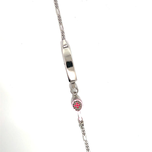 Elegant silver bracelet with tennis racket