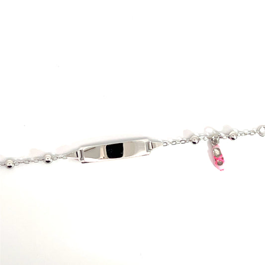 Elegant silver bracelet with pink shoe