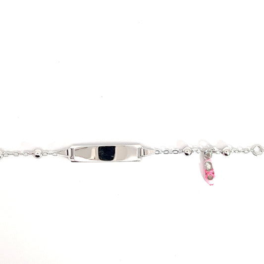 Elegantes Silberarmband mit rosa Schuh