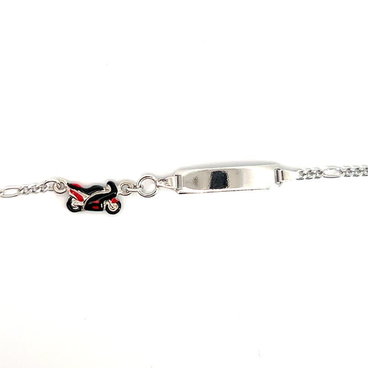 Silver bracelet with motorcycle design