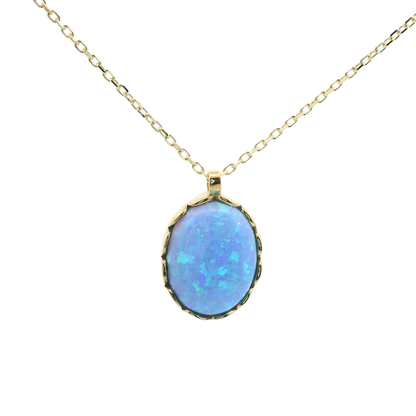 Elegante Halskette mit Opal-Anhänger (oval)