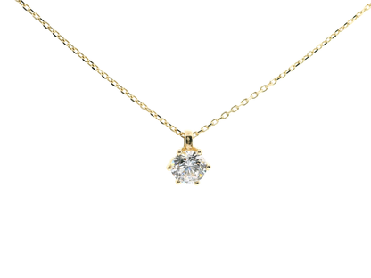 Eleganter Goldanhänger mit Zirkonia-Stein in 6-Krabbenfassung