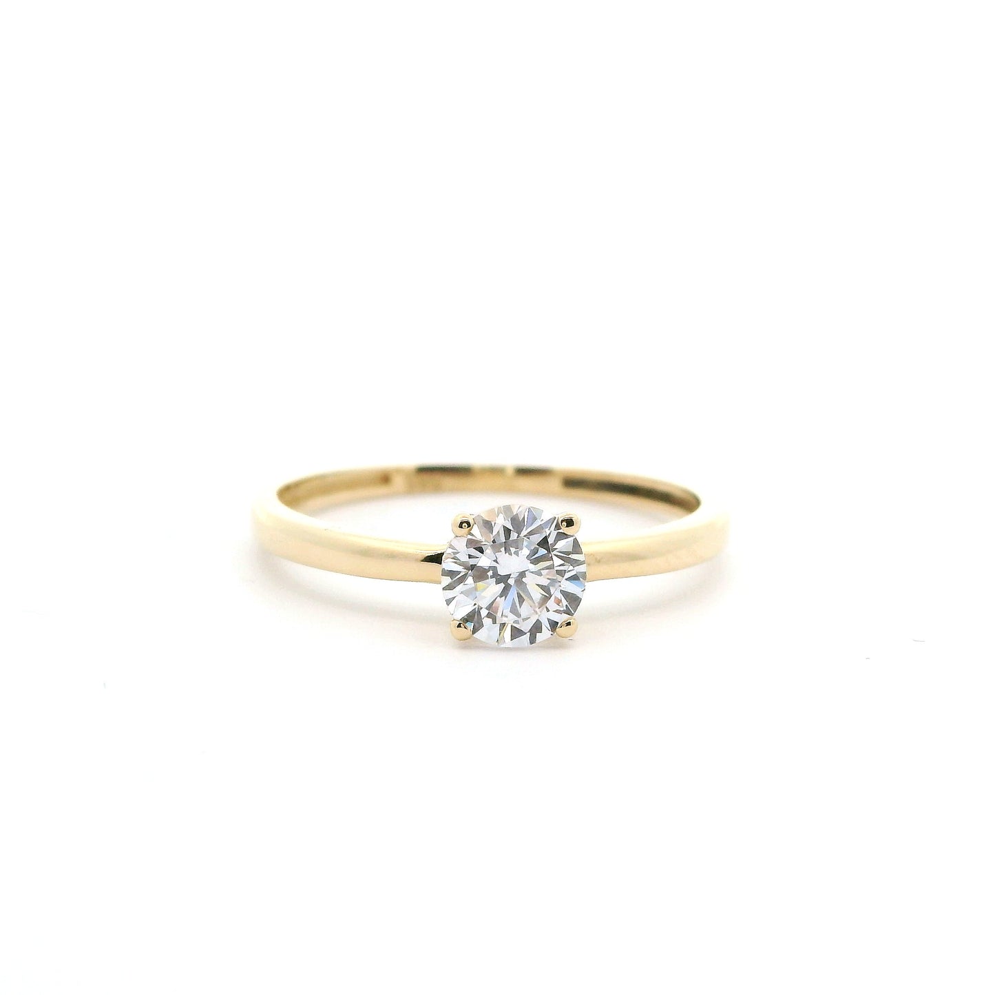 Eleganter Goldring mit einem Zirkonia-Stein in 4-Krabbenfassung