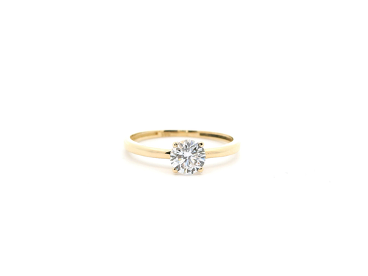 Eleganter Goldring mit einem Zirkonia-Stein in 4-Krabbenfassung