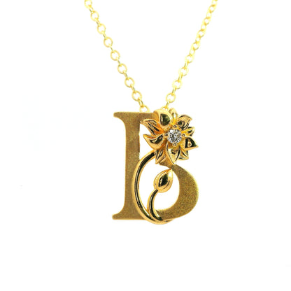 Elegante vergoldete Buchstaben-Halskette und einem Diamant (lab-grown)