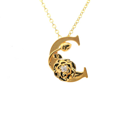 Elegante vergoldete  Buchstaben-Halskette und einem Diamant (lab-grown)