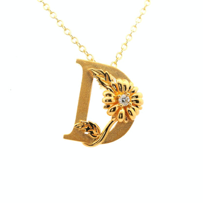 Elegante 925er Silber Buchstaben-Halskette (vergoldet) und einem Diamant (lab-grown)