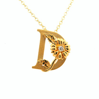 Elegante 925er Silber Buchstaben-Halskette (vergoldet) und einem Diamant (lab-grown)