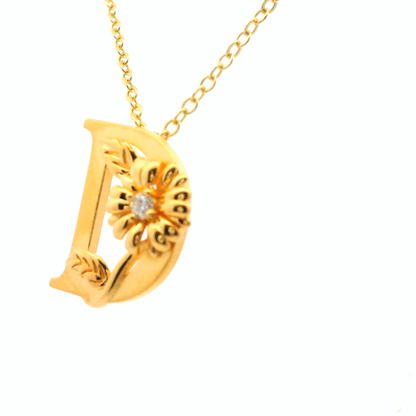 Elegante 925er Silber Buchstaben-Halskette (vergoldet) und einem Diamant (lab-grown)