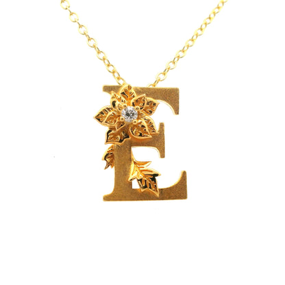 Elegante 925er  Silber vergoldete Buchstaben-Halskette und einem Diamant (lab-grown)