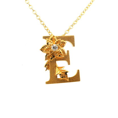 Elegante 925er  Silber vergoldete Buchstaben-Halskette und einem Diamant (lab-grown)