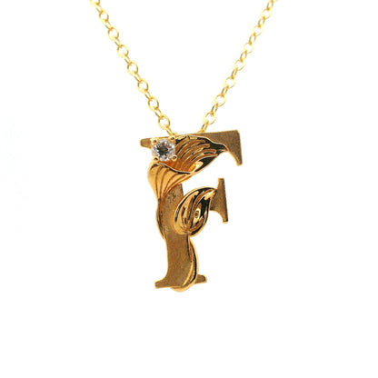 Elegante 925er Siber vergoldete Buchstaben-Halskette und einem Diamant (lab-grown)