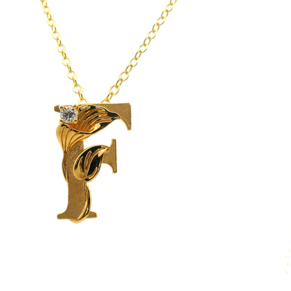 Elegante 925er Siber vergoldete Buchstaben-Halskette und einem Diamant (lab-grown)