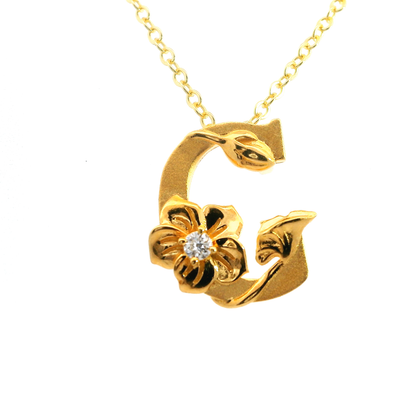 Elegante 925er Silber vergoldete Halskette mit Blumenmotiv und einem Diamant(lab-grown)