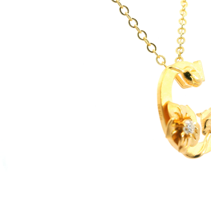 Elegante 925er Silber vergoldete Halskette mit Blumenmotiv und einem Diamant(lab-grown)