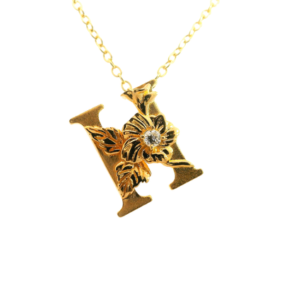 Elegante 925er  Silber vergoldete Buchstaben-Halskette und einem Diamant (lab-grown)