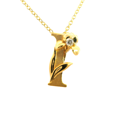 Elegante 925er Silber  vergoldete Buchstaben-Halskette und einem Diamant (lab-grown)