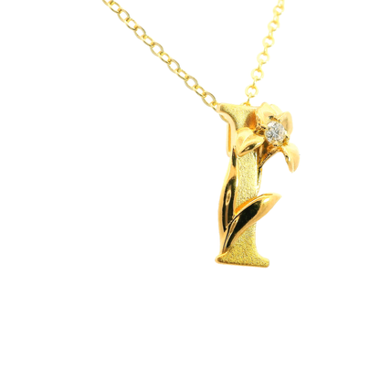 Elegante 925er Silber  vergoldete Buchstaben-Halskette und einem Diamant (lab-grown)