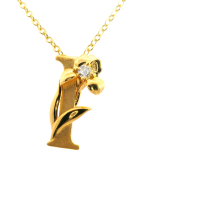 Elegante 925er Silber  vergoldete Buchstaben-Halskette und einem Diamant (lab-grown)