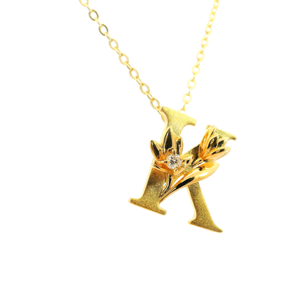 Elegante 925er Silber vergoldetete Buchstaben-Kette und einem Diamant (lab-grown)