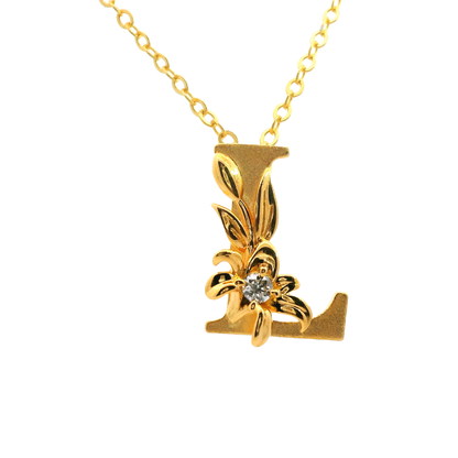 Elegante 925er Silber vergoldete Buchstaben-Halskette und einem Diamant (lab-grown)