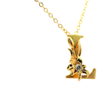 Elegante 925er Silber vergoldete Buchstaben-Halskette und einem Diamant (lab-grown)