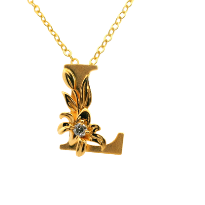 Elegante 925er Silber vergoldete Buchstaben-Halskette und einem Diamant (lab-grown)