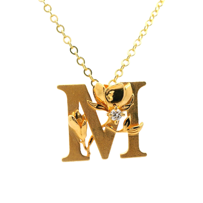 Elegante 925er Silber vergoldete Buchstaben-Halskette und einem Diamant (lab-grown)
