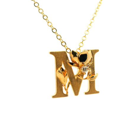 Elegante 925er Silber vergoldete Buchstaben-Halskette und einem Diamant (lab-grown)