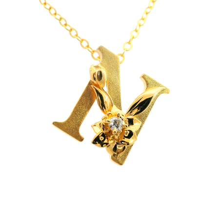 Elegante 925er Silber vergoldete Buchstaben-Halskette und einem Diamant (lab-grown)
