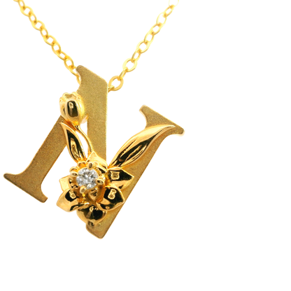 Elegante 925er Silber vergoldete Buchstaben-Halskette und einem Diamant (lab-grown)