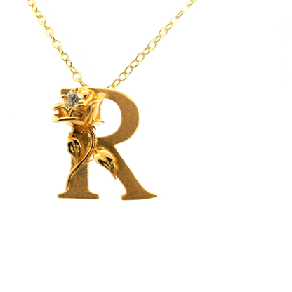 Elegante 925er Silber vergoldete Buchstaben-Halskette und einem Diamant (lab-grown)