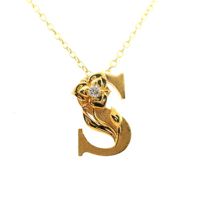 Elegante 925er Silber vergoldete Buchstaben-Halskette mit Diamant (lab-grown)