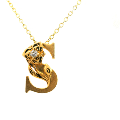 Elegante 925er Silber vergoldete Buchstaben-Halskette mit Diamant (lab-grown)