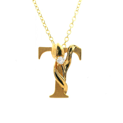 Elegante 925er Silber vergoldete Buchstaben-Halskette mit Diamant(lab-grown)