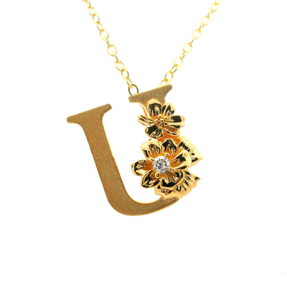 Elegante 925er Silber vergoldete Buchstaben-Kette mit Diamanten (lab-grown)