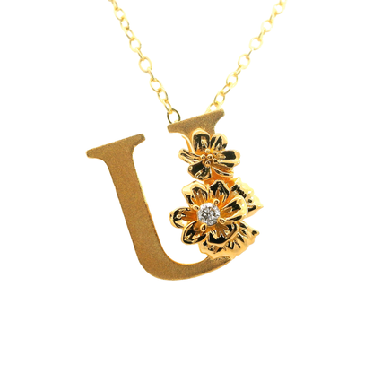 Elegante 925er Silber vergoldete Buchstaben-Kette mit Diamanten (lab-grown)