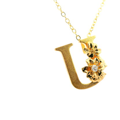 Elegante 925er Silber vergoldete Buchstaben-Kette mit Diamanten (lab-grown)