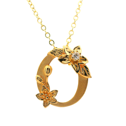 Elegante 925er Silber vergoldete Buchstaben-Kette mit Diamant (lab-grown)