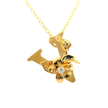 Elegante 925er Silber vergoldete  Buchstaben-Halskette mit Diamanten (lab-grown)