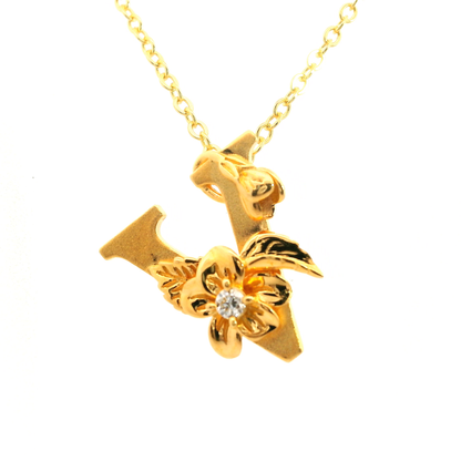 Elegante 925er Silber vergoldete  Buchstaben-Halskette mit Diamanten (lab-grown)