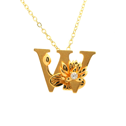 Elegante vergoldete Buchstaben-Halskette mit Diamanten (lab-grown)
