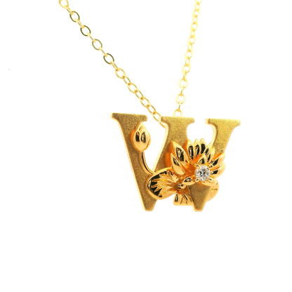 Elegante vergoldete Buchstaben-Halskette mit Diamanten (lab-grown)