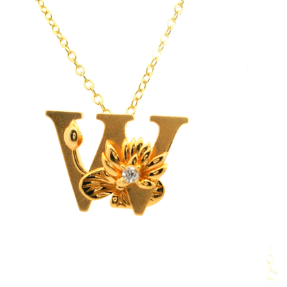 Elegante vergoldete Buchstaben-Halskette mit Diamanten (lab-grown)