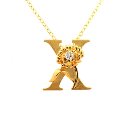 Elegante 925er  Silber vergoldete Buchstaben-Halskette mit Diamant (lab-grown)