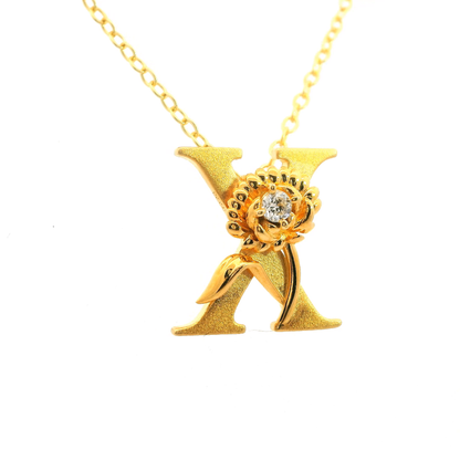 Elegante 925er  Silber vergoldete Buchstaben-Halskette mit Diamant (lab-grown)